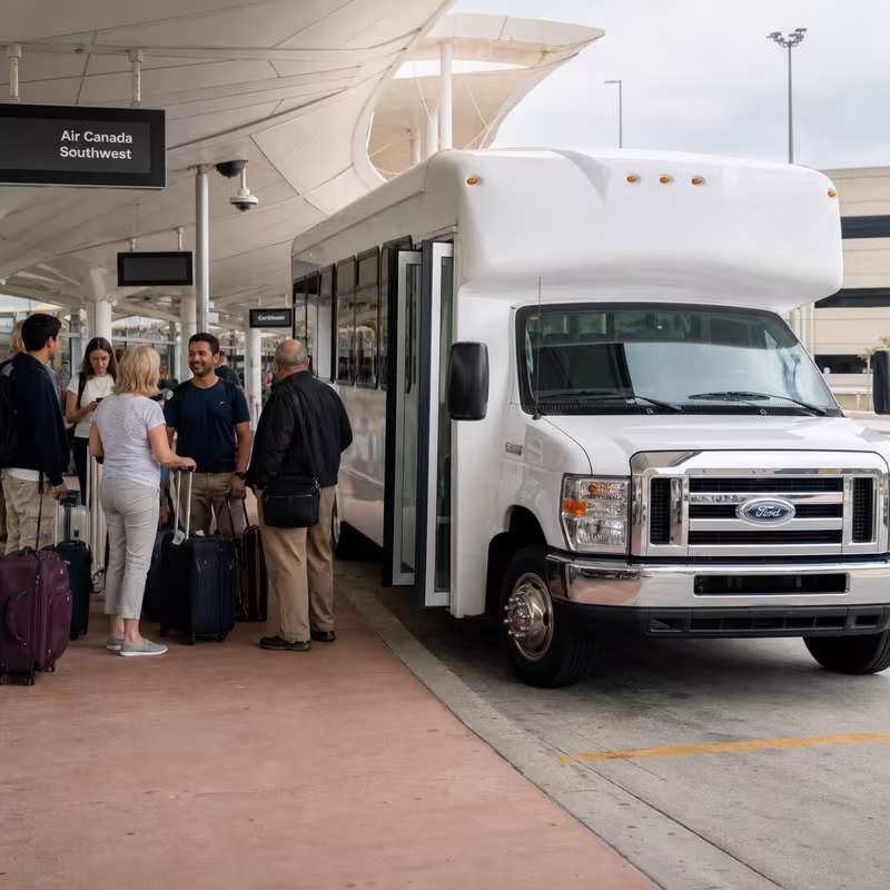 Black Mercedes Sprinter van staged for an Orlando Airport Transportation group