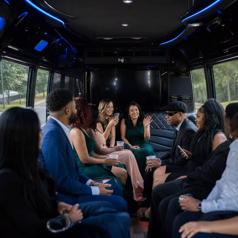 Black Mercedes Sprinter van staged for an Orlando Private Event Transportation group
