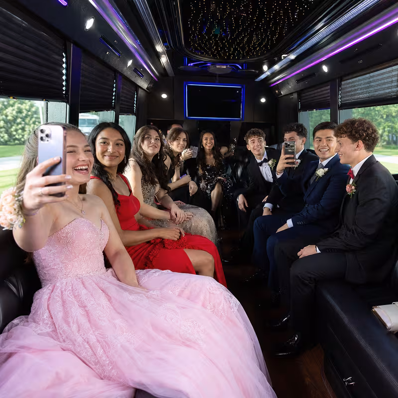 Black Mercedes Sprinter van staged for an Orlando Prom & Homecoming Transportation group