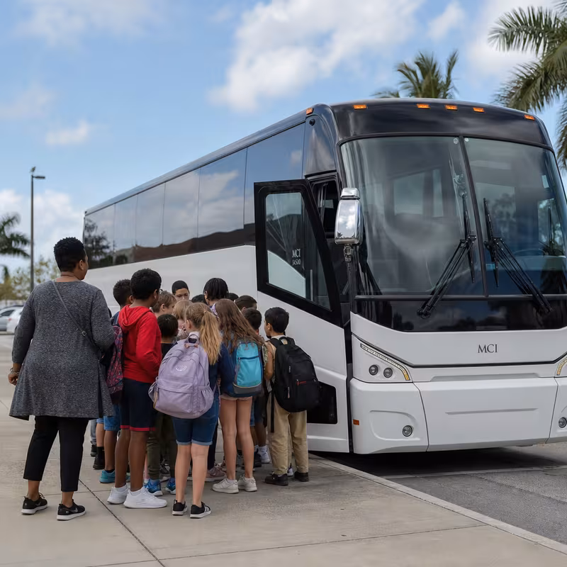 Black Mercedes Sprinter van staged for an Orlando School Transportation group